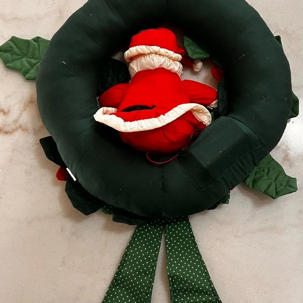Vintage 1993 Talking/Singing Santa Claus Parachute Cloth Poinsettia Works